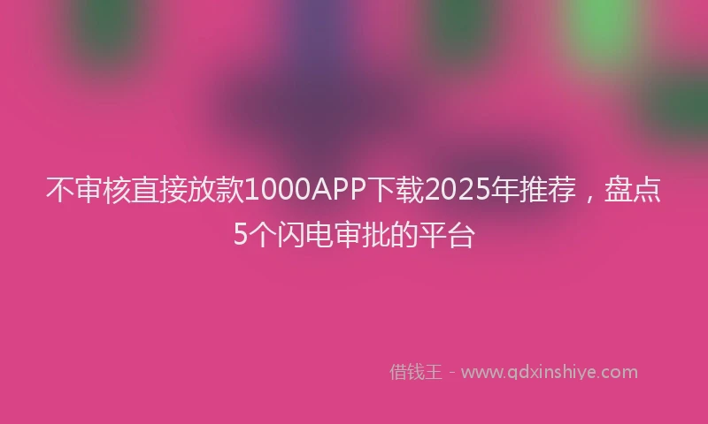 不审核直接放款1000APP下载2025年推荐，盘点5个闪电审批的平台