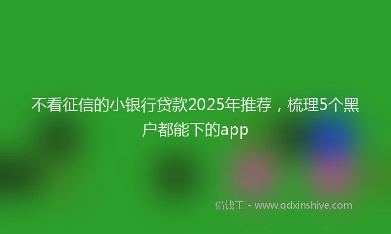 不看征信的小银行贷款2025年推荐，梳理5个黑户都能下的app