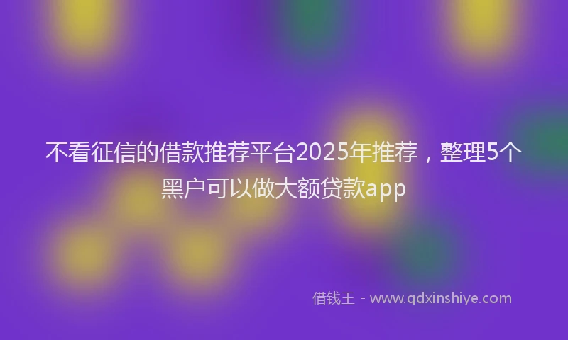 不看征信的借款推荐平台2025年推荐，整理5个黑户可以做大额贷款app