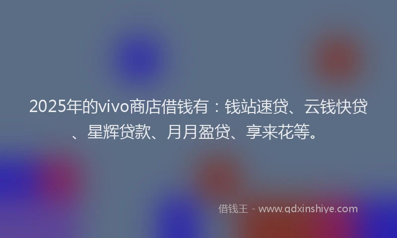 2025年的vivo商店借钱有：钱站速贷、云钱快贷、星辉贷款、月月盈贷、享来花等。