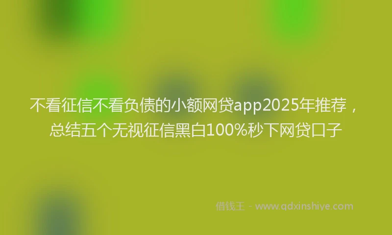 不看征信不看负债的小额网贷app2025年推荐，总结五个无视征信黑白100%秒下网贷口子
