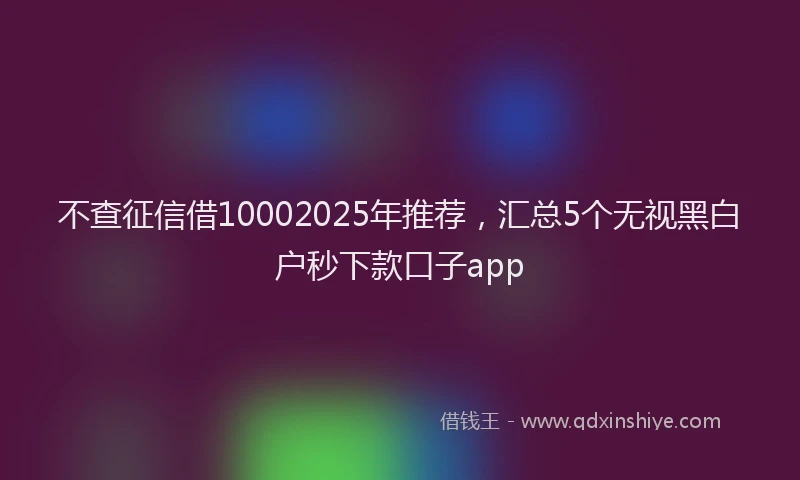 不查征信借10002025年推荐，汇总5个无视黑白户秒下款口子app