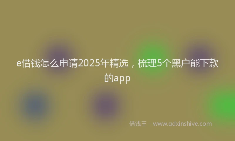 e借钱怎么申请2025年精选，梳理5个黑户能下款的app