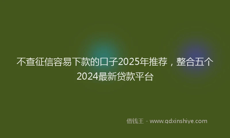 不查征信容易下款的口子2025年推荐，整合五个2024最新贷款平台