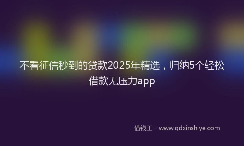 不看征信秒到的贷款2025年精选，归纳5个轻松借款无压力app