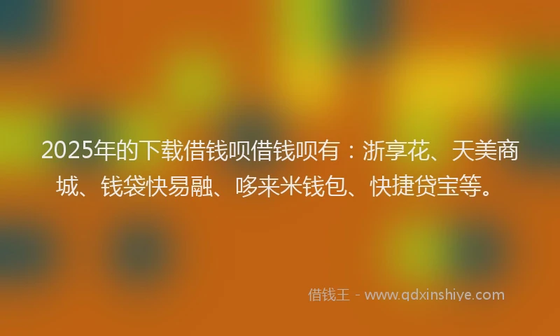 2025年的下载借钱呗借钱呗有：浙享花、天美商城、钱袋快易融、哆来米钱包、快捷贷宝等。