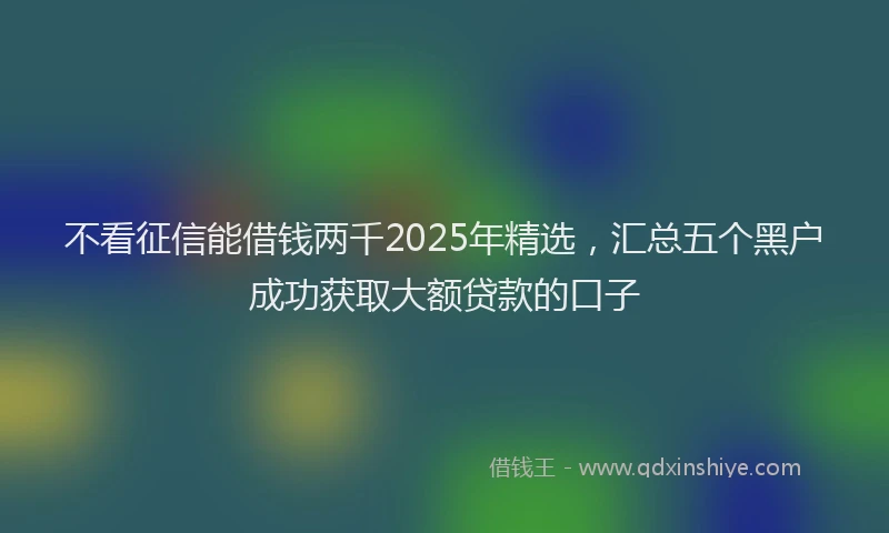 不看征信能借钱两千2025年精选，汇总五个黑户成功获取大额贷款的口子