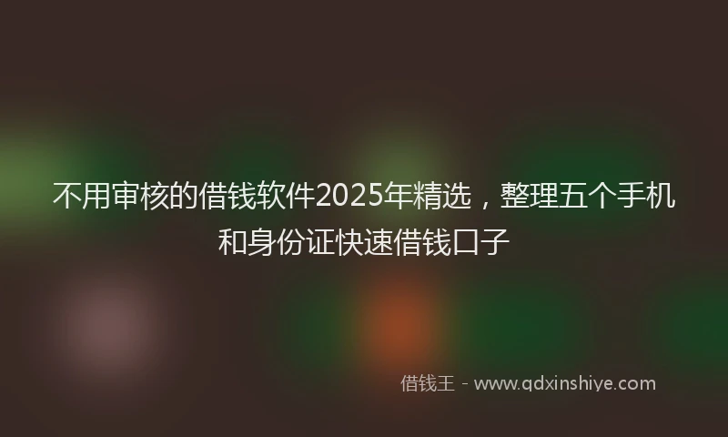 不用审核的借钱软件2025年精选，整理五个手机和身份证快速借钱口子