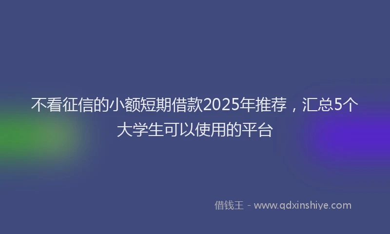 不看征信的小额短期借款2025年推荐，汇总5个大学生可以使用的平台