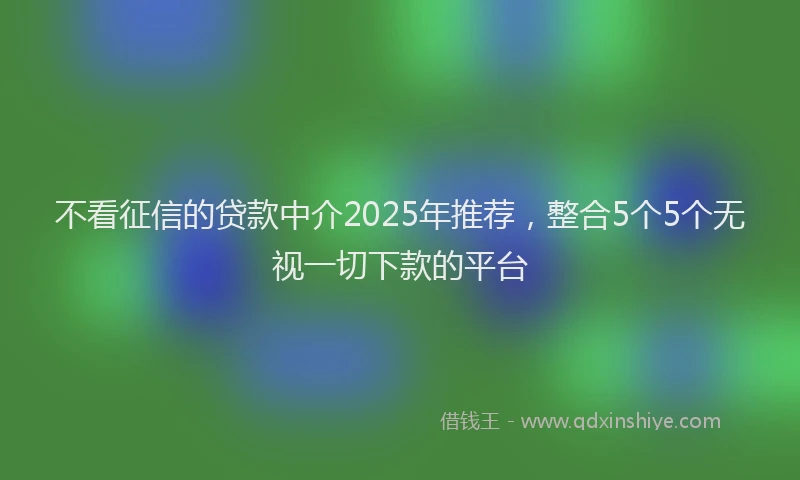 不看征信的贷款中介2025年推荐，整合5个5个无视一切下款的平台