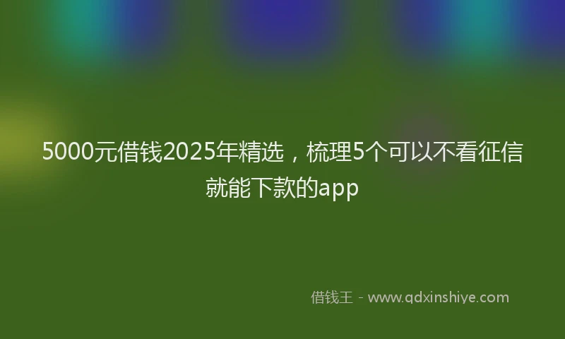 5000元借钱2025年精选，梳理5个可以不看征信就能下款的app
