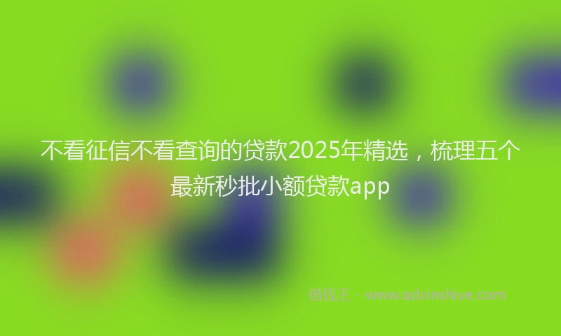 不看征信不看查询的贷款2025年精选，梳理五个最新秒批小额贷款app