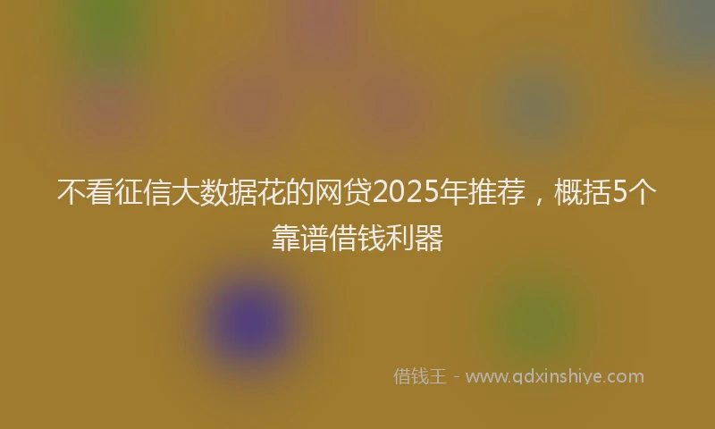 不看征信大数据花的网贷2025年推荐，概括5个靠谱借钱利器