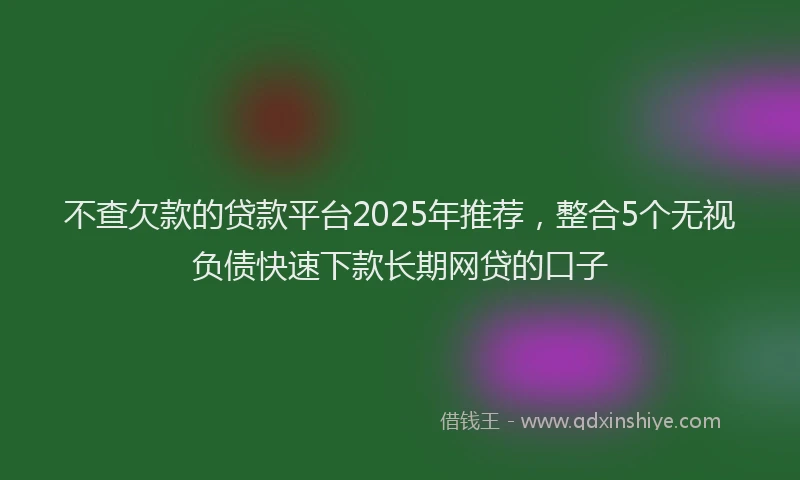不查欠款的贷款平台2025年推荐，整合5个无视负债快速下款长期网贷的口子