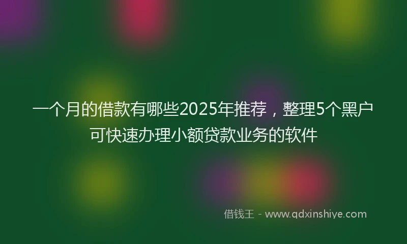 一个月的借款有哪些2025年推荐，整理5个黑户可快速办理小额贷款业务的软件