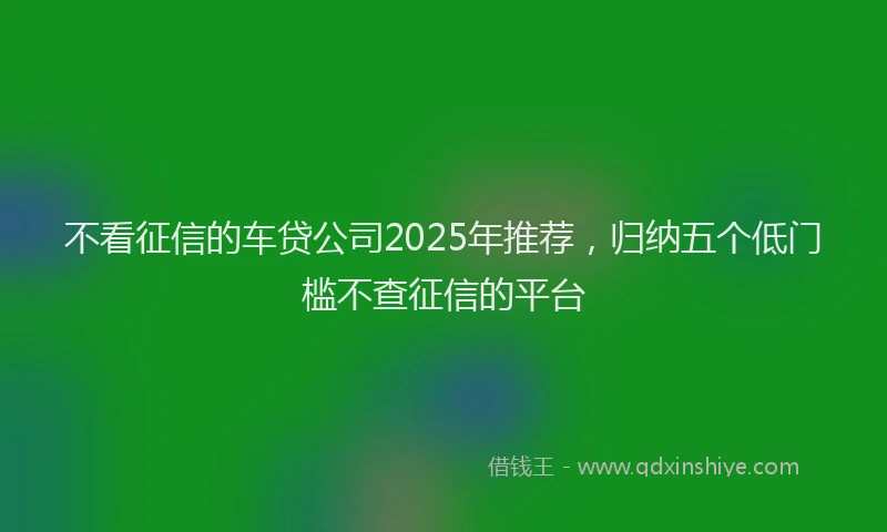 不看征信的车贷公司2025年推荐，归纳五个低门槛不查征信的平台