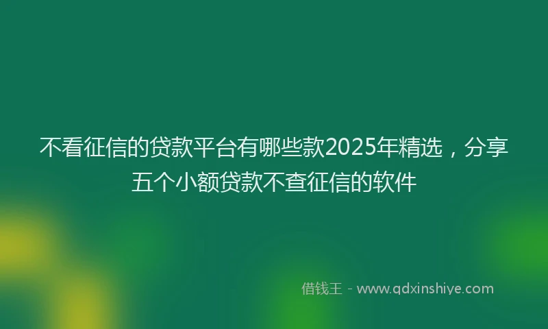 不看征信的贷款平台有哪些款2025年精选，分享五个小额贷款不查征信的软件
