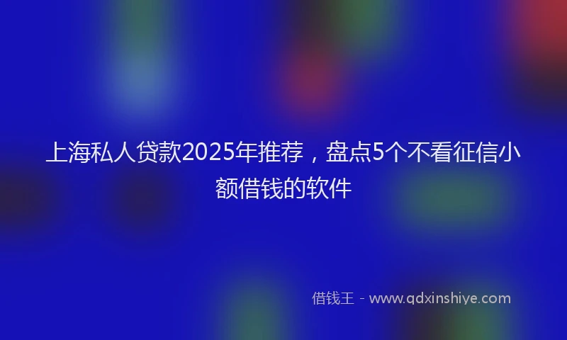 上海私人贷款2025年推荐，盘点5个不看征信小额借钱的软件
