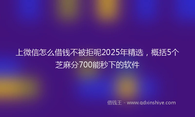 上微信怎么借钱不被拒呢2025年精选，概括5个芝麻分700能秒下的软件