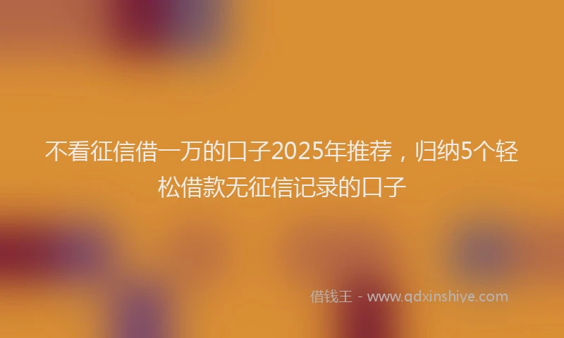 不看征信借一万的口子2025年推荐，归纳5个轻松借款无征信记录的口子