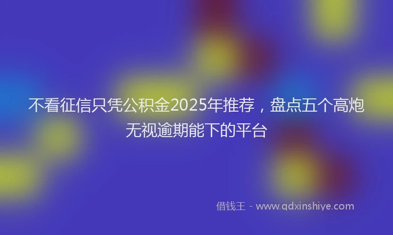 不看征信只凭公积金2025年推荐，盘点五个高炮无视逾期能下的平台