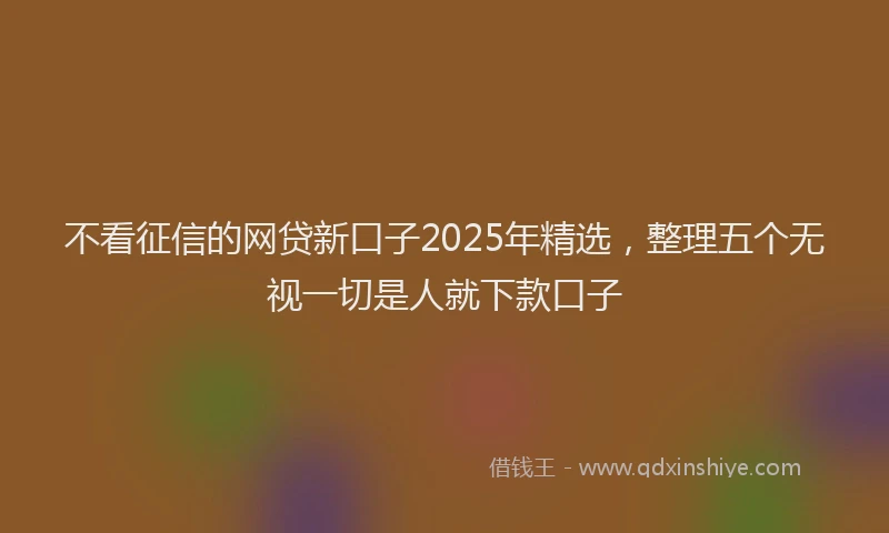 不看征信的网贷新口子2025年精选，整理五个无视一切是人就下款口子