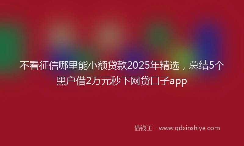 不看征信哪里能小额贷款2025年精选，总结5个黑户借2万元秒下网贷口子app