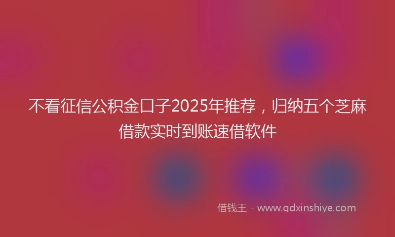 不看征信公积金口子2025年推荐，归纳五个芝麻借款实时到账速借软件