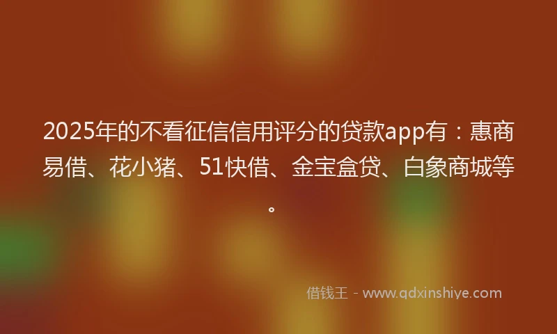 2025年的不看征信信用评分的贷款app有：惠商易借、花小猪、51快借、金宝盒贷、白象商城等。