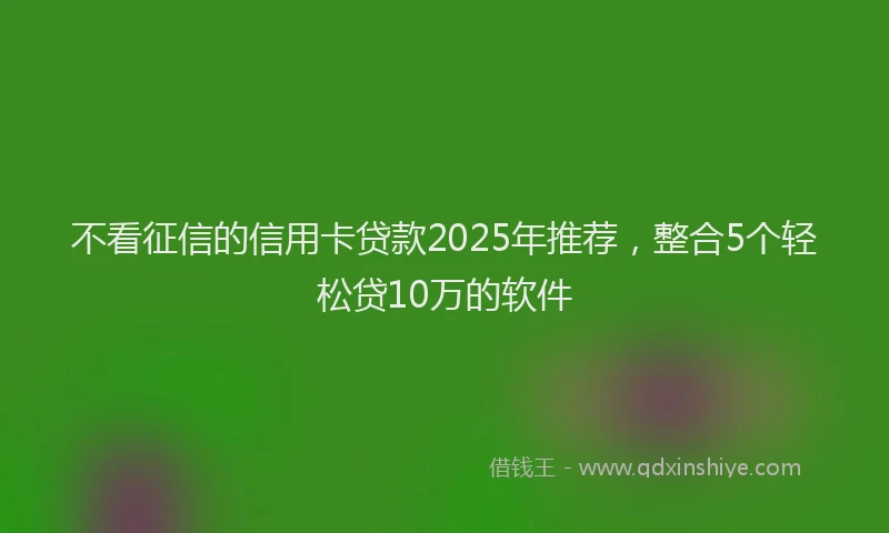 不看征信的信用卡贷款2025年推荐，整合5个轻松贷10万的软件