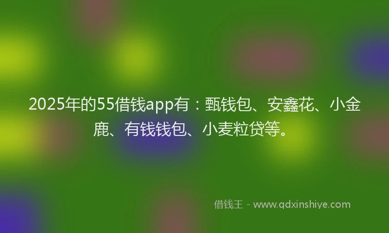 2025年的55借钱app有：甄钱包、安鑫花、小金鹿、有钱钱包、小麦粒贷等。