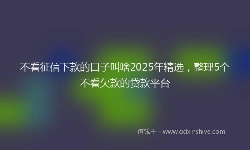 不看征信下款的口子叫啥2025年精选，整理5个不看欠款的贷款平台