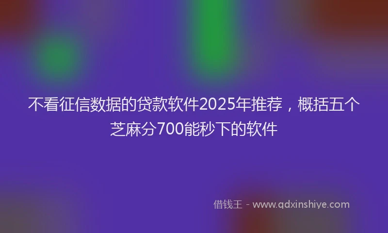 不看征信数据的贷款软件2025年推荐，概括五个芝麻分700能秒下的软件