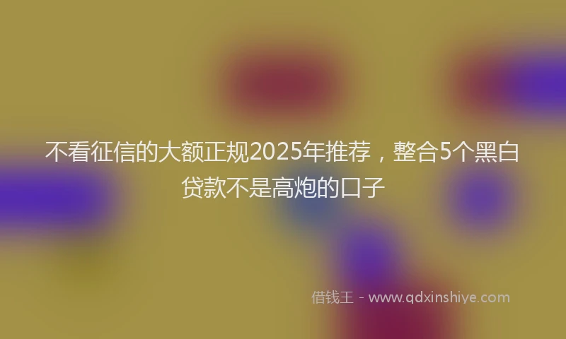 不看征信的大额正规2025年推荐，整合5个黑白贷款不是高炮的口子