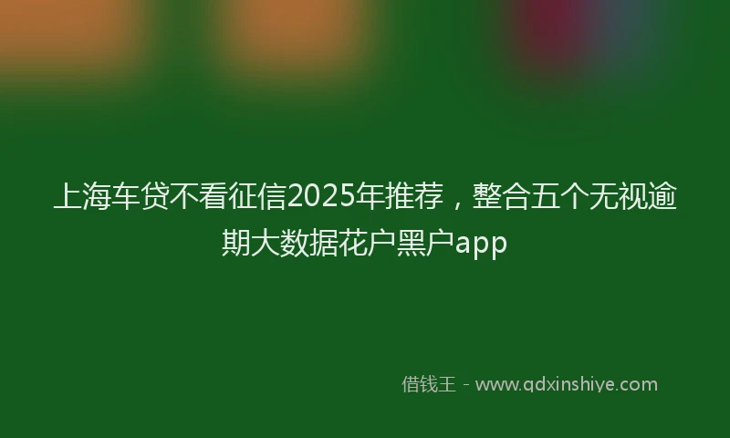 上海车贷不看征信2025年推荐，整合五个无视逾期大数据花户黑户app