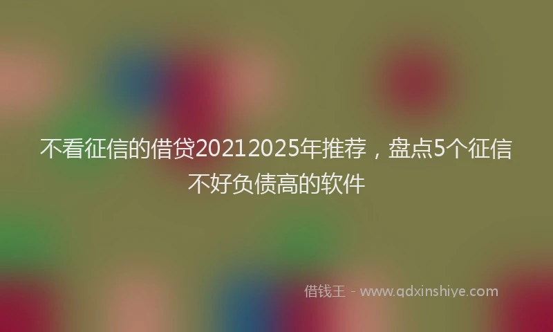 不看征信的借贷20212025年推荐，盘点5个征信不好负债高的软件