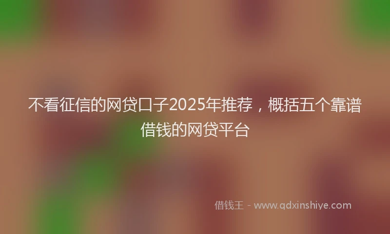 不看征信的网贷口子2025年推荐，概括五个靠谱借钱的网贷平台