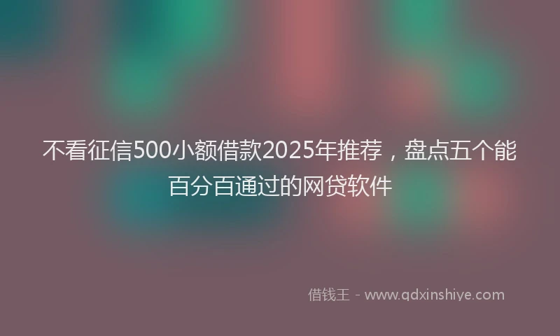 不看征信500小额借款2025年推荐，盘点五个能百分百通过的网贷软件