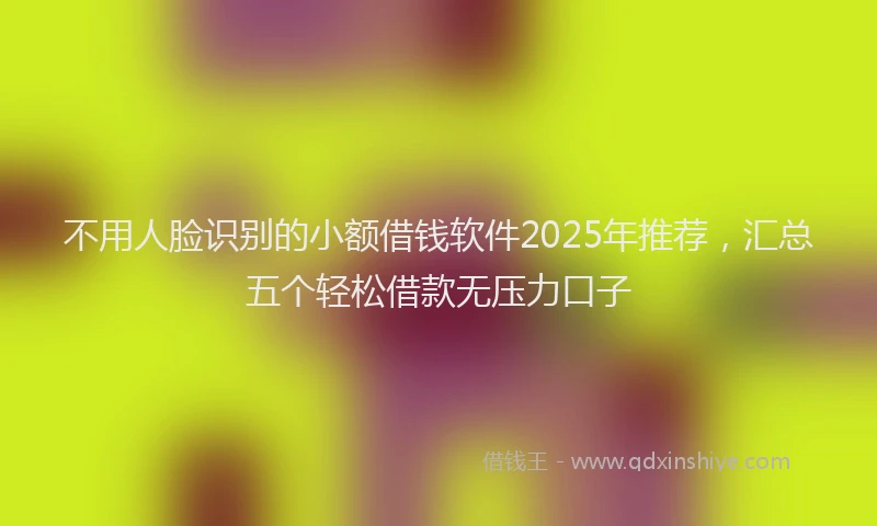 不用人脸识别的小额借钱软件2025年推荐，汇总五个轻松借款无压力口子
