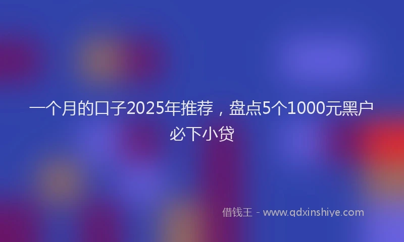 一个月的口子2025年推荐，盘点5个1000元黑户必下小贷