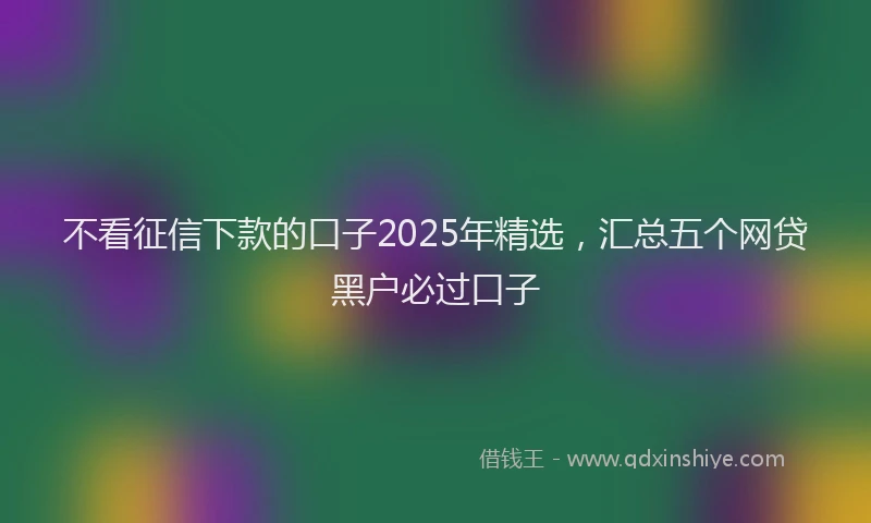 不看征信下款的口子2025年精选，汇总五个网贷黑户必过口子