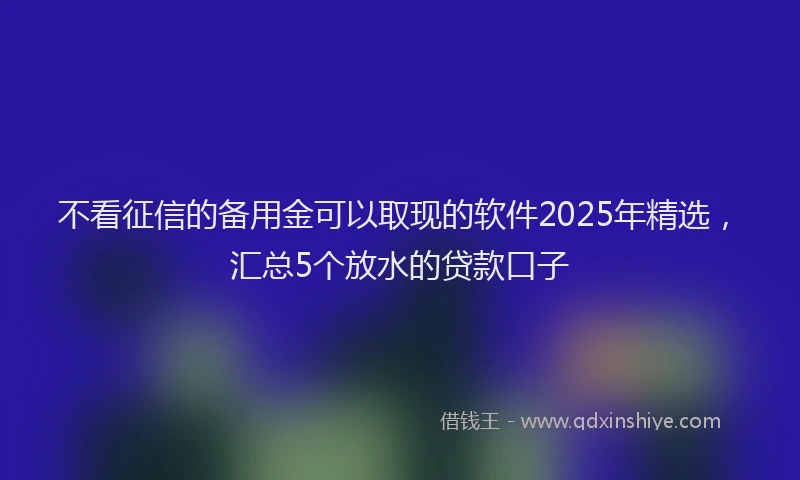不看征信的备用金可以取现的软件2025年精选，汇总5个放水的贷款口子