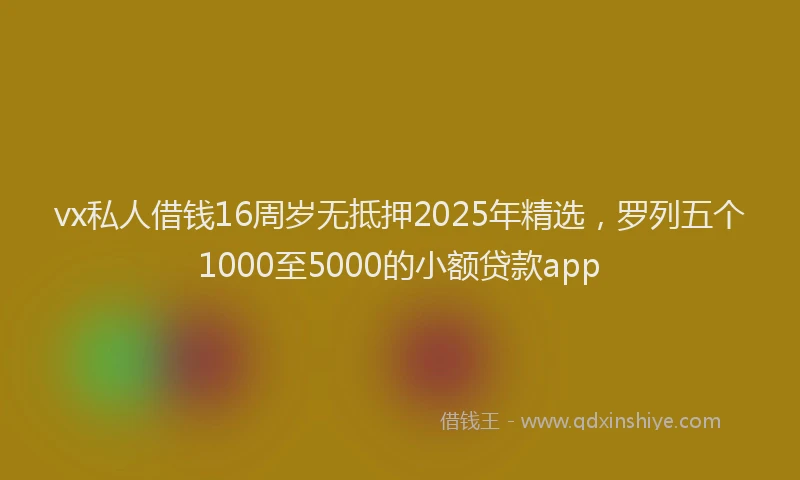 vx私人借钱16周岁无抵押2025年精选，罗列五个1000至5000的小额贷款app