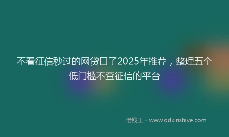 不看征信秒过的网贷口子2025年推荐，整理五个低门槛不查征信的平台