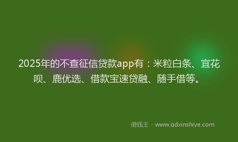 2025年的不查征信贷款app有：米粒白条、宜花呗、鹿优选、借款宝速贷融、随手借等。