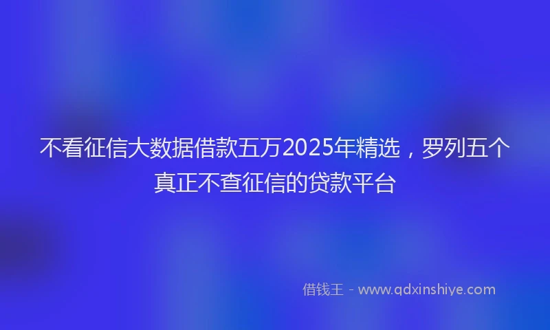 不看征信大数据借款五万2025年精选，罗列五个真正不查征信的贷款平台