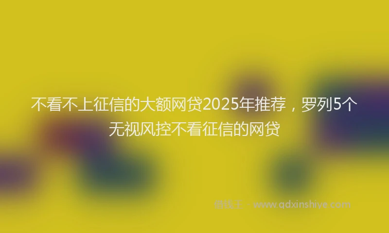 不看不上征信的大额网贷2025年推荐，罗列5个无视风控不看征信的网贷