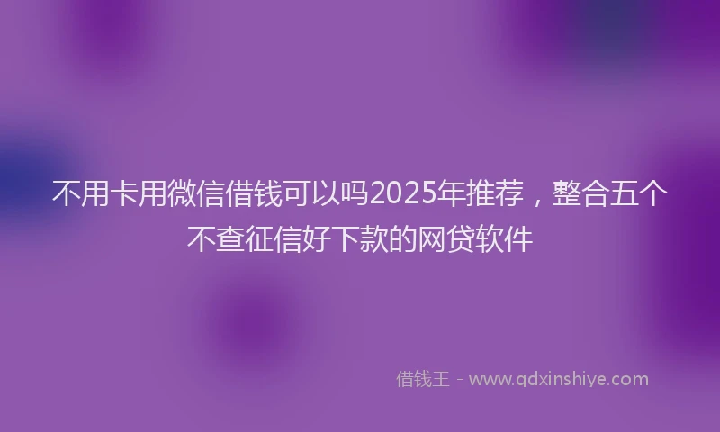 不用卡用微信借钱可以吗2025年推荐，整合五个不查征信好下款的网贷软件