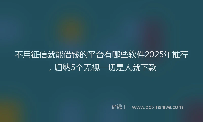 不用征信就能借钱的平台有哪些软件2025年推荐，归纳5个无视一切是人就下款