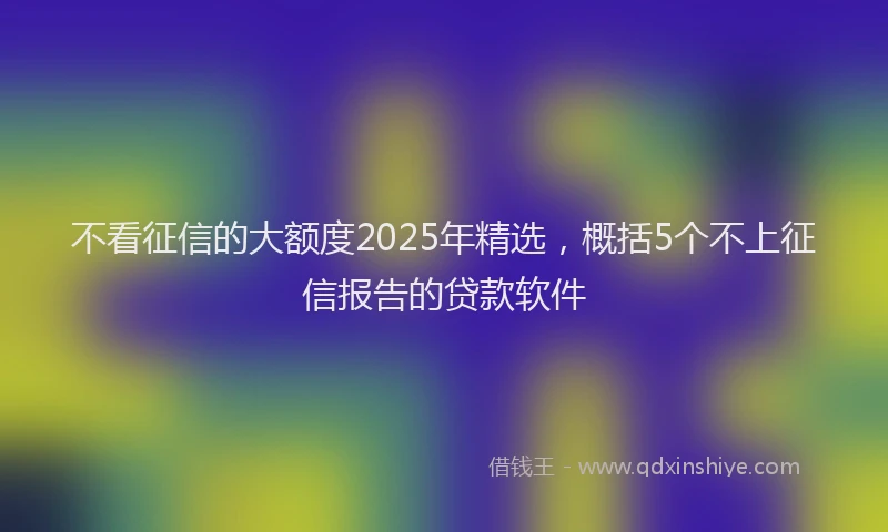 不看征信的大额度2025年精选，概括5个不上征信报告的贷款软件